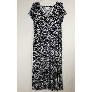 Lane Bryant black and white leopard print liquid knit maxi dress 14/16 Classic